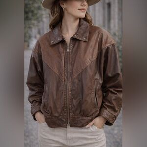 Vintage 90s Brass Plum Leather Jacket | Western Moto | Quiet Luxury | Size S